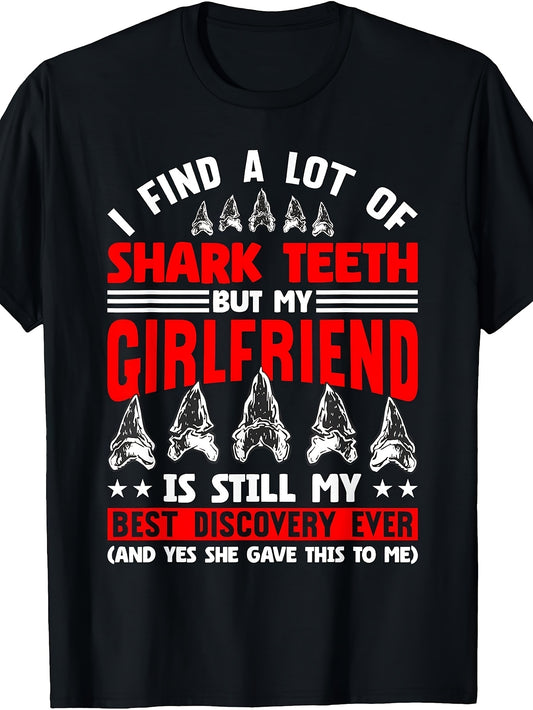 Men'S And Women'S T-Shirt, Funny Shark Teeth Discovery Quote Graphic Tee, Summer Beach Vacation Gift for Boyfriend