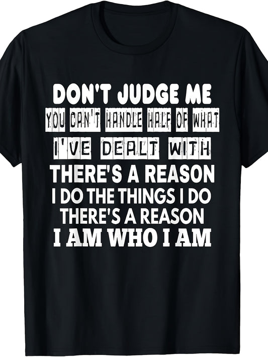 Men'S And Women'S T-Shirt, Bold Text Graphic Tee, Don'T Judge Me Quote Design, Casual Daily Wear, Summer Spring Fall Season