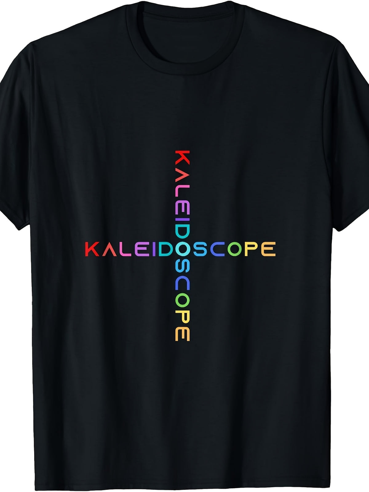 Unisex T-Shirt, Rainbow Kaleidoscope Cross Text Design, Casual Summer Wear