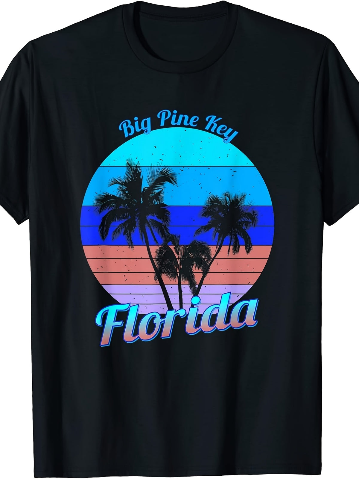 Big Pine Key Florida Retro Tropical Palm Trees Vacation T-Shirt