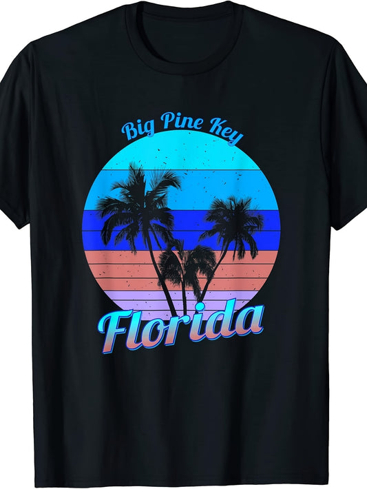 Big Pine Key Florida Retro Tropical Palm Trees Vacation T-Shirt